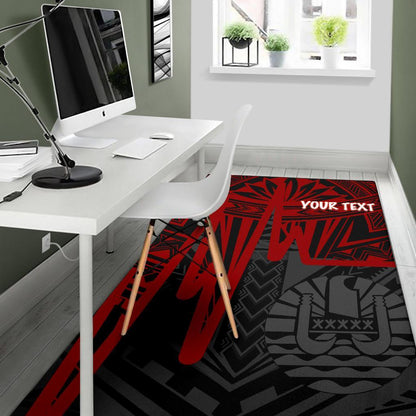 Tahiti Personalised Area Rug - Tahiti Seal In Heartbeat Patterns Style (Red)