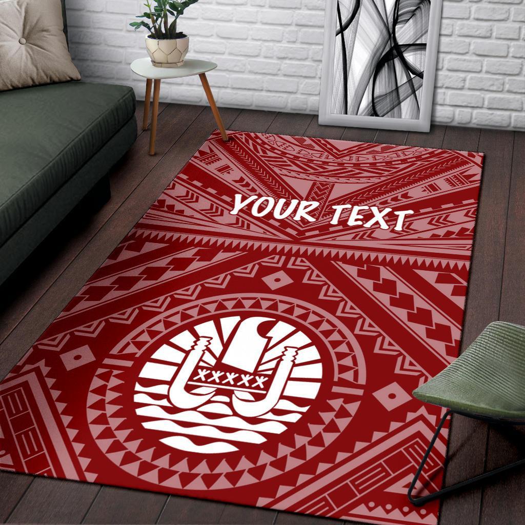 Tahiti Personalised Area Rug - Tahiti Seal In Polynesian Tattoo Style (Red)