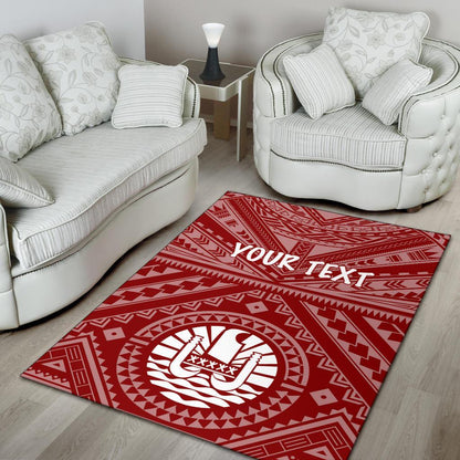 Tahiti Personalised Area Rug - Tahiti Seal In Polynesian Tattoo Style (Red)