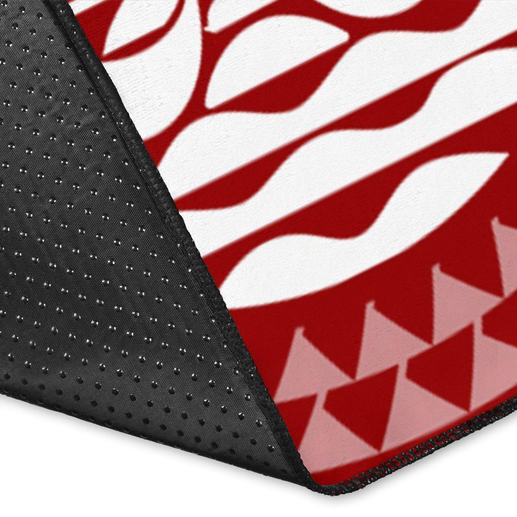 Tahiti Personalised Area Rug - Tahiti Seal In Polynesian Tattoo Style (Red)