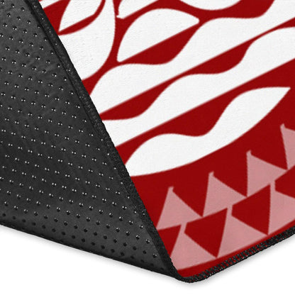 Tahiti Personalised Area Rug - Tahiti Seal In Polynesian Tattoo Style (Red)