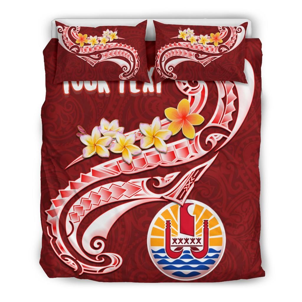 Tahiti Personalised Bedding Set - Tahiti Seal Polynesian Patterns Plumeria
