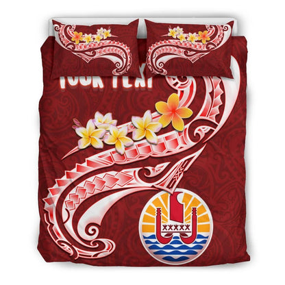 Tahiti Personalised Bedding Set - Tahiti Seal Polynesian Patterns Plumeria