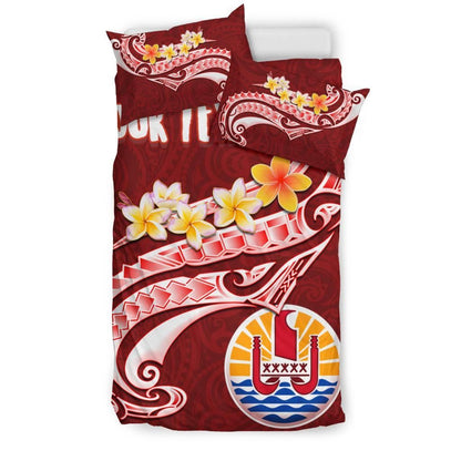 Tahiti Personalised Bedding Set - Tahiti Seal Polynesian Patterns Plumeria