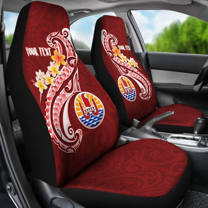 Tahiti Personalised Car Seat Covers - Tahiti Seal Polynesian Patterns Plumeria