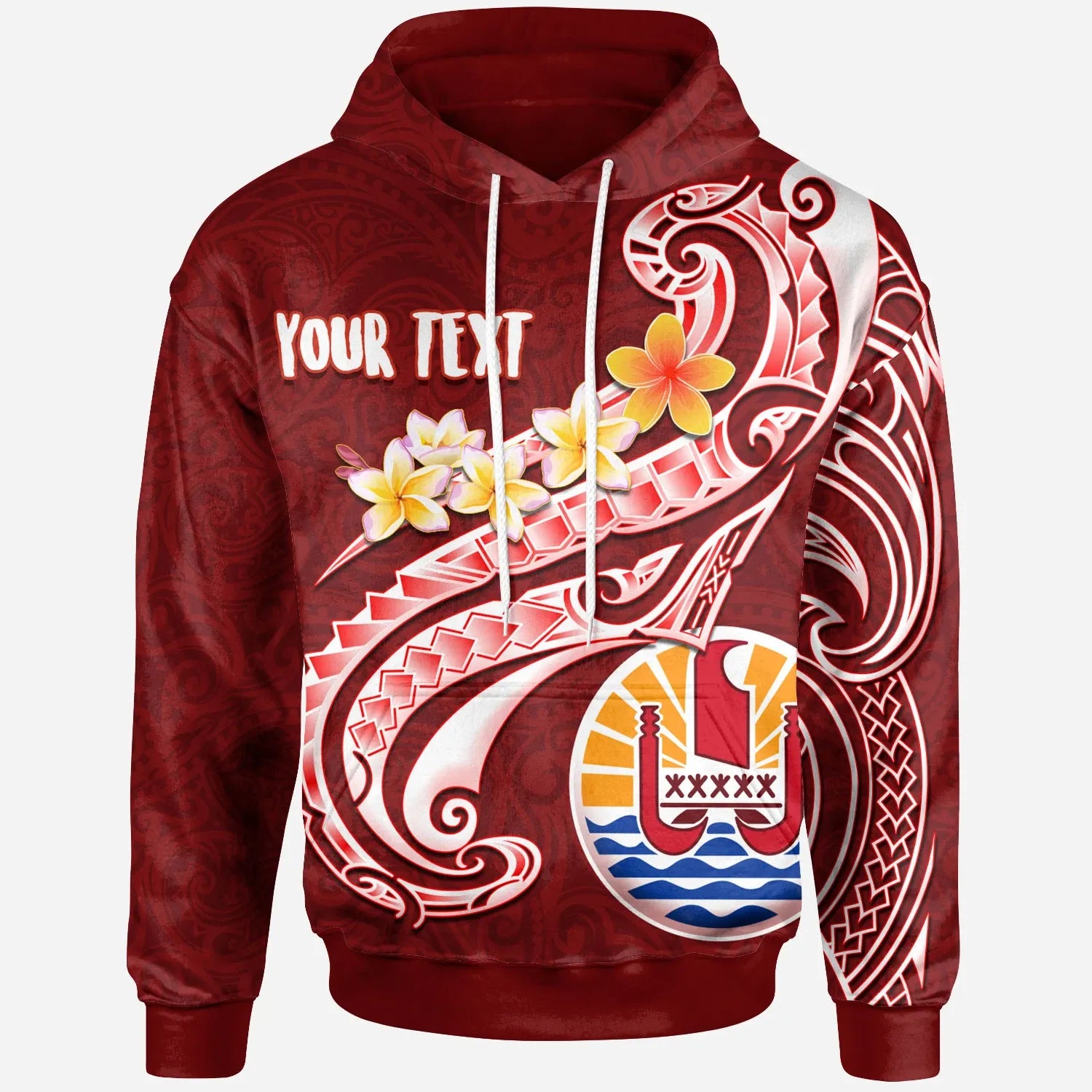 Tahiti Personalised Hoodie - Tahiti Seal Polynesian Patterns Plumeria- BN25