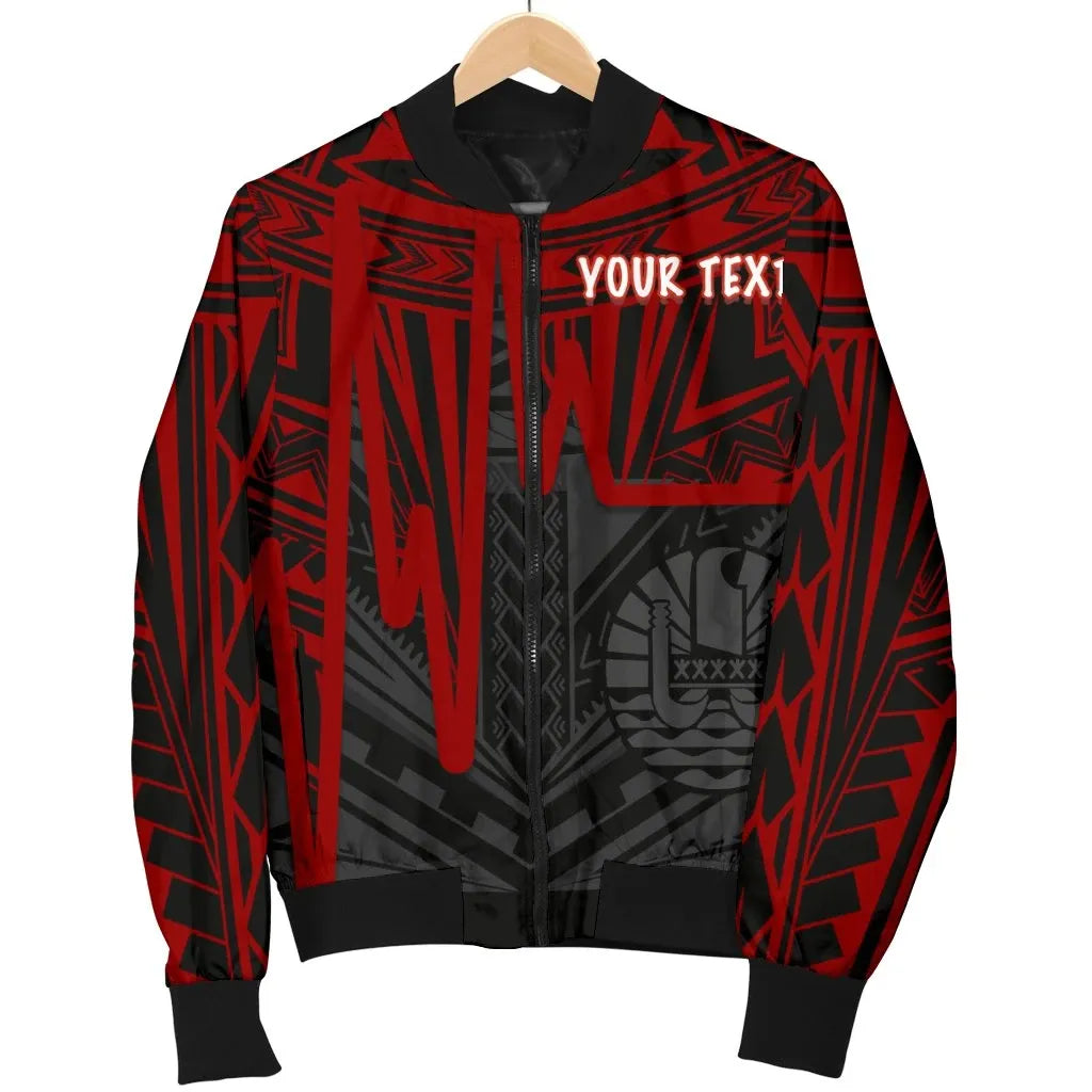 Tahiti Personalised Bomber Jacket - Tahiti Seal In Heartbeat Patterns Style (Red)