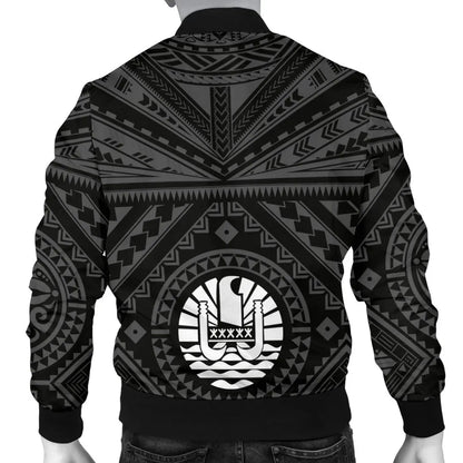 Tahiti Personalised Bomber Jacket - Tahiti Seal In Polynesian Tattoo Style (Black)