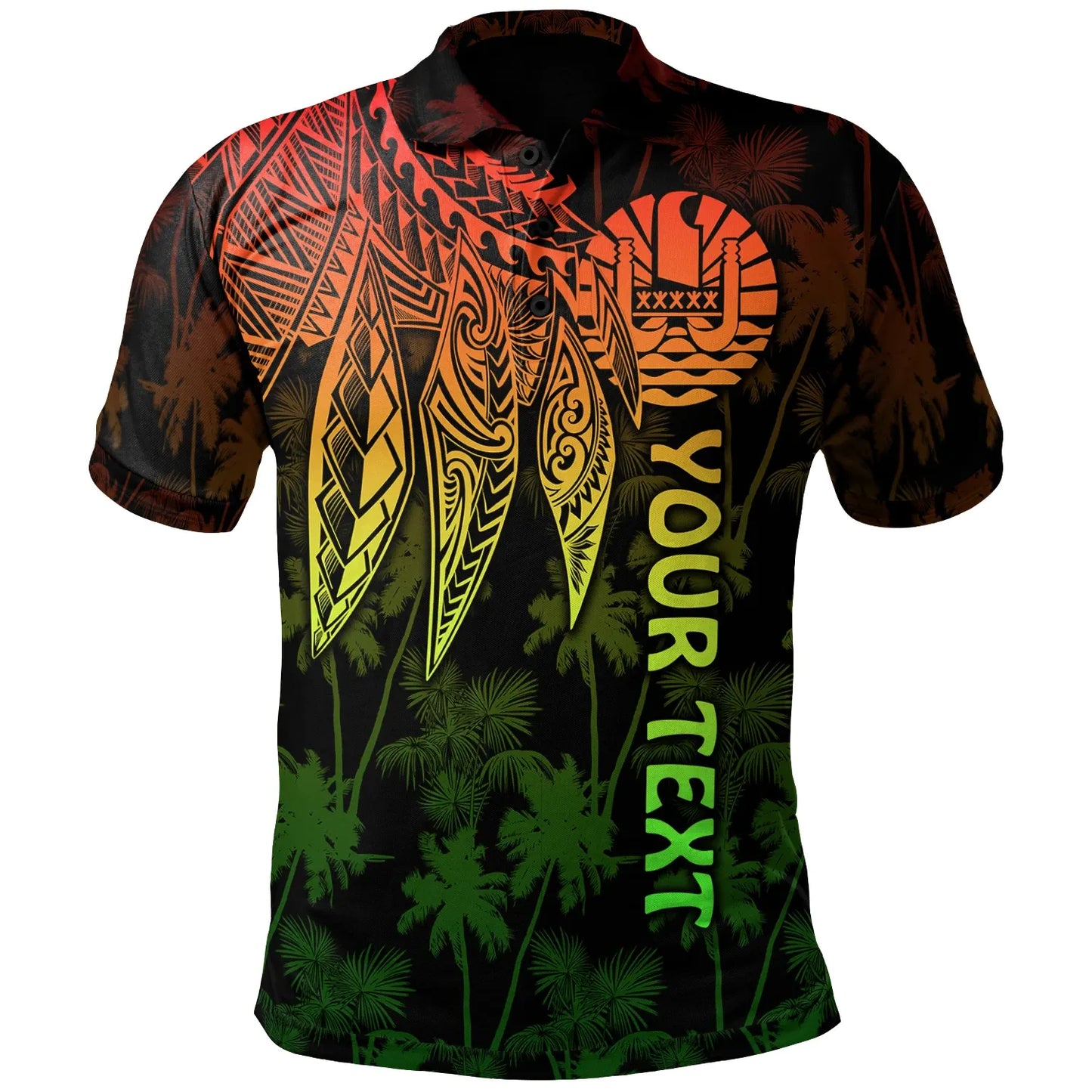 Tahiti Personalised Polo - Polynesian Wings (Reggae)