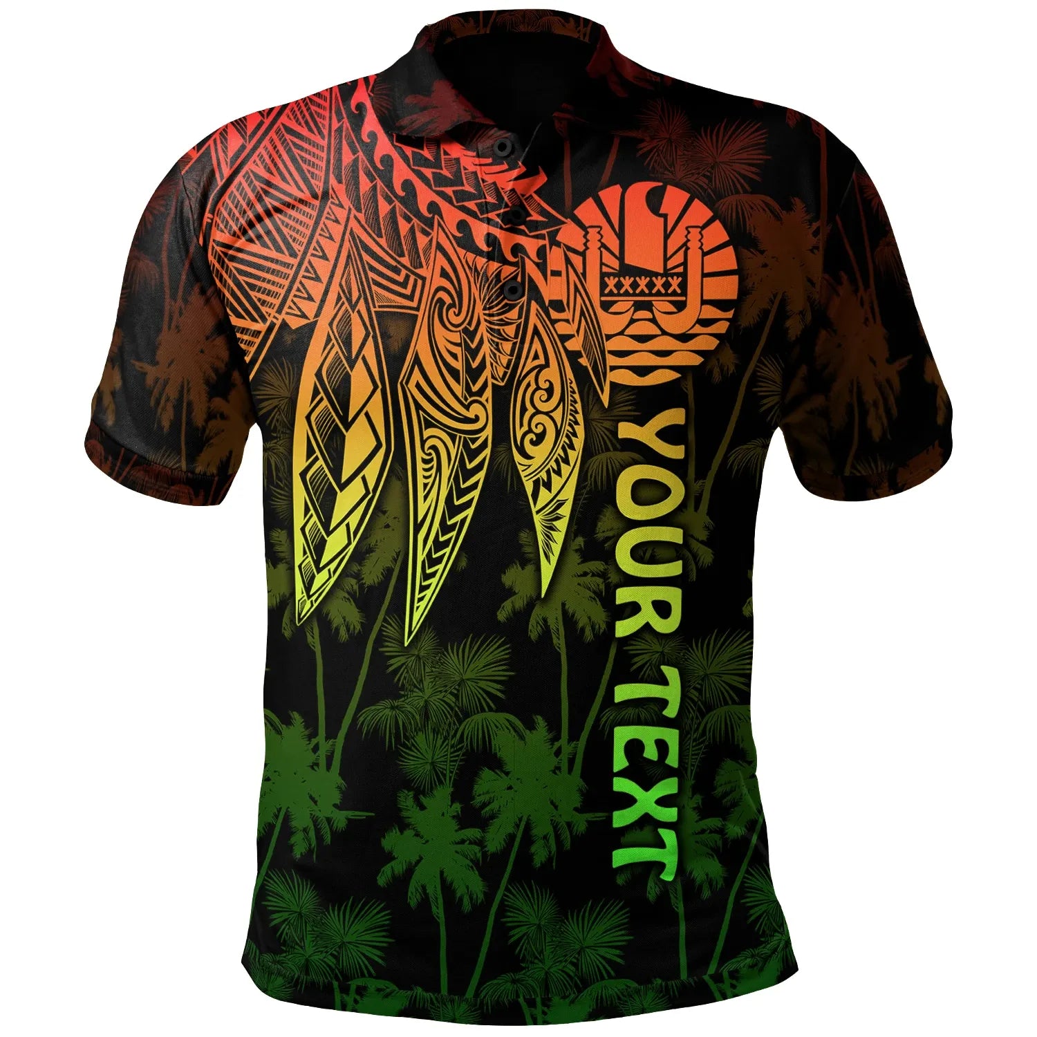 Tahiti Personalised Polo - Polynesian Wings (Reggae)