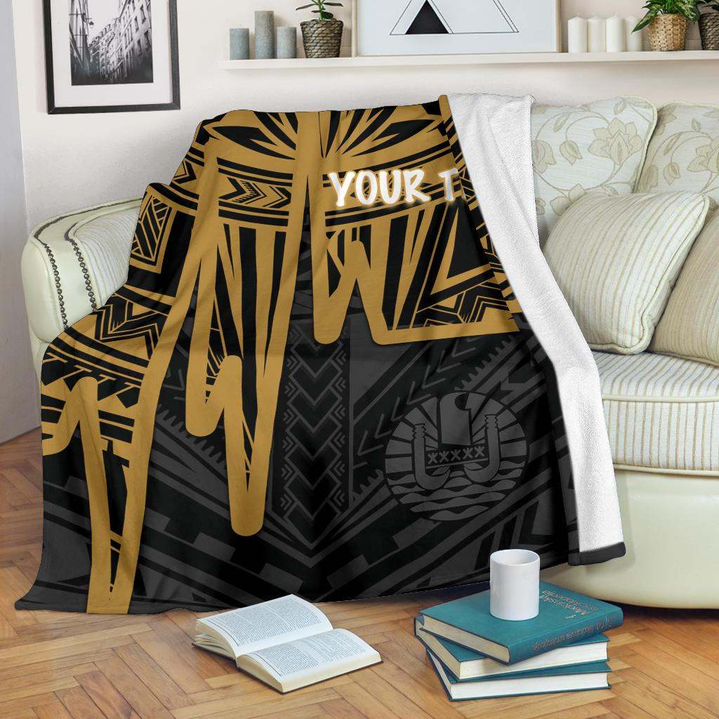 Tahiti Personalised Premium Blanket - Tahiti Seal In Heartbeat Patterns Style (Gold)