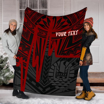 Tahiti Personalised Premium Blanket - Tahiti Seal In Heartbeat Patterns Style (Red)