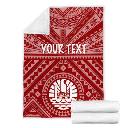 Tahiti Personalised Premium Blanket - Tahiti Seal In Polynesian Tattoo Style (Red)