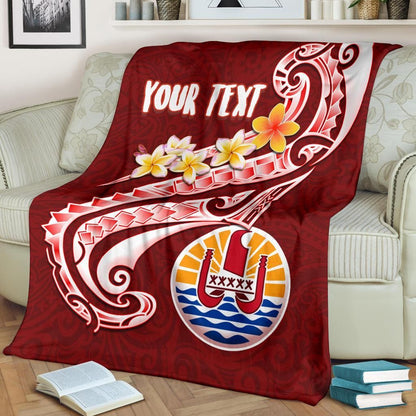 Tahiti Personalised Premium Blanket - Tahiti Seal Polynesian Patterns Plumeria