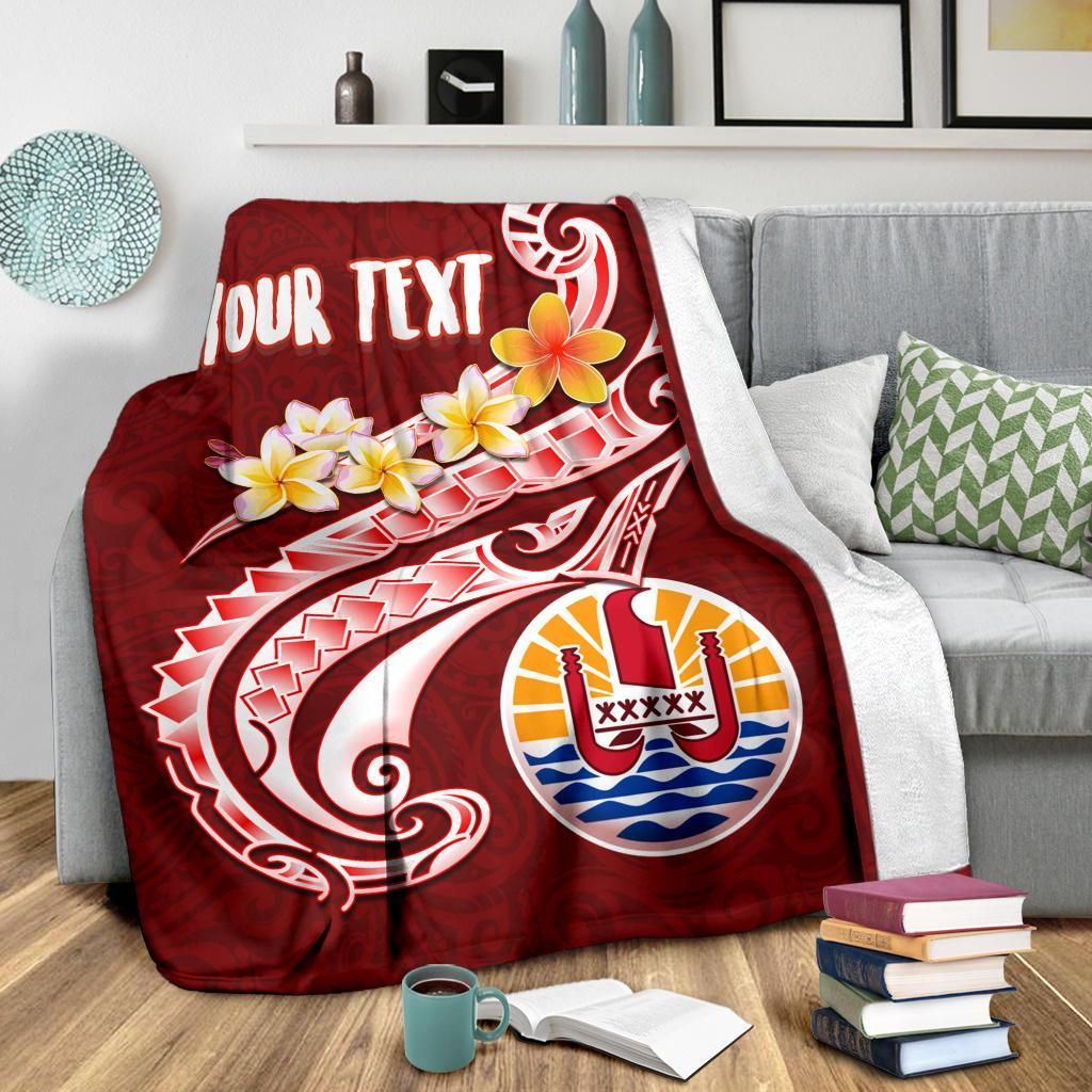 Tahiti Personalised Premium Blanket - Tahiti Seal Polynesian Patterns Plumeria