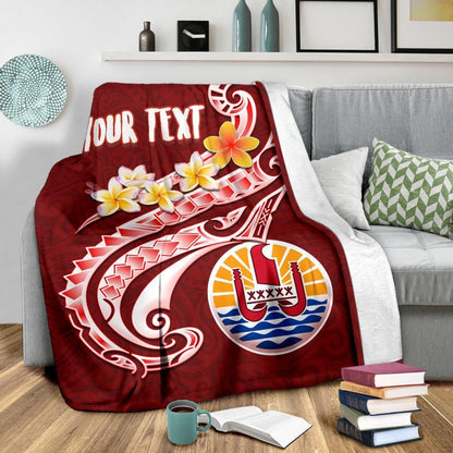 Tahiti Personalised Premium Blanket - Tahiti Seal Polynesian Patterns Plumeria
