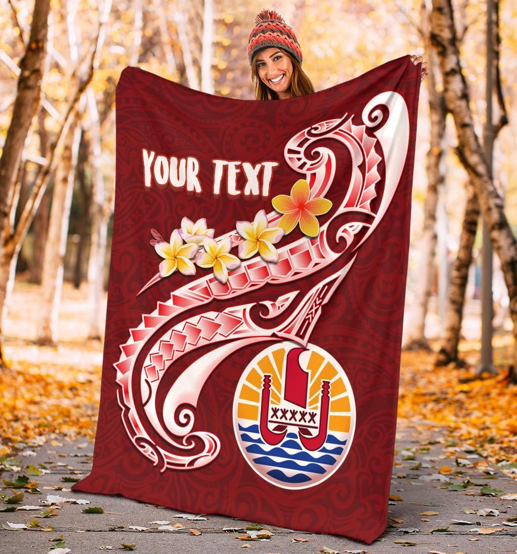 Tahiti Personalised Premium Blanket - Tahiti Seal Polynesian Patterns Plumeria