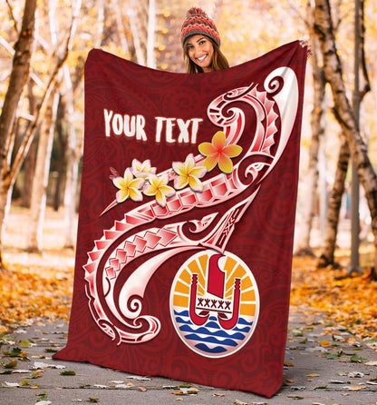 Tahiti Personalised Premium Blanket - Tahiti Seal Polynesian Patterns Plumeria