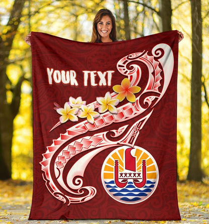Tahiti Personalised Premium Blanket - Tahiti Seal Polynesian Patterns Plumeria