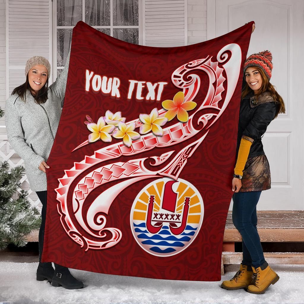 Tahiti Personalised Premium Blanket - Tahiti Seal Polynesian Patterns Plumeria