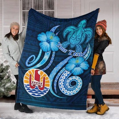 Tahiti Personalised Premium Blanket - Turtle and Tribal Tattoo Of Polynesian