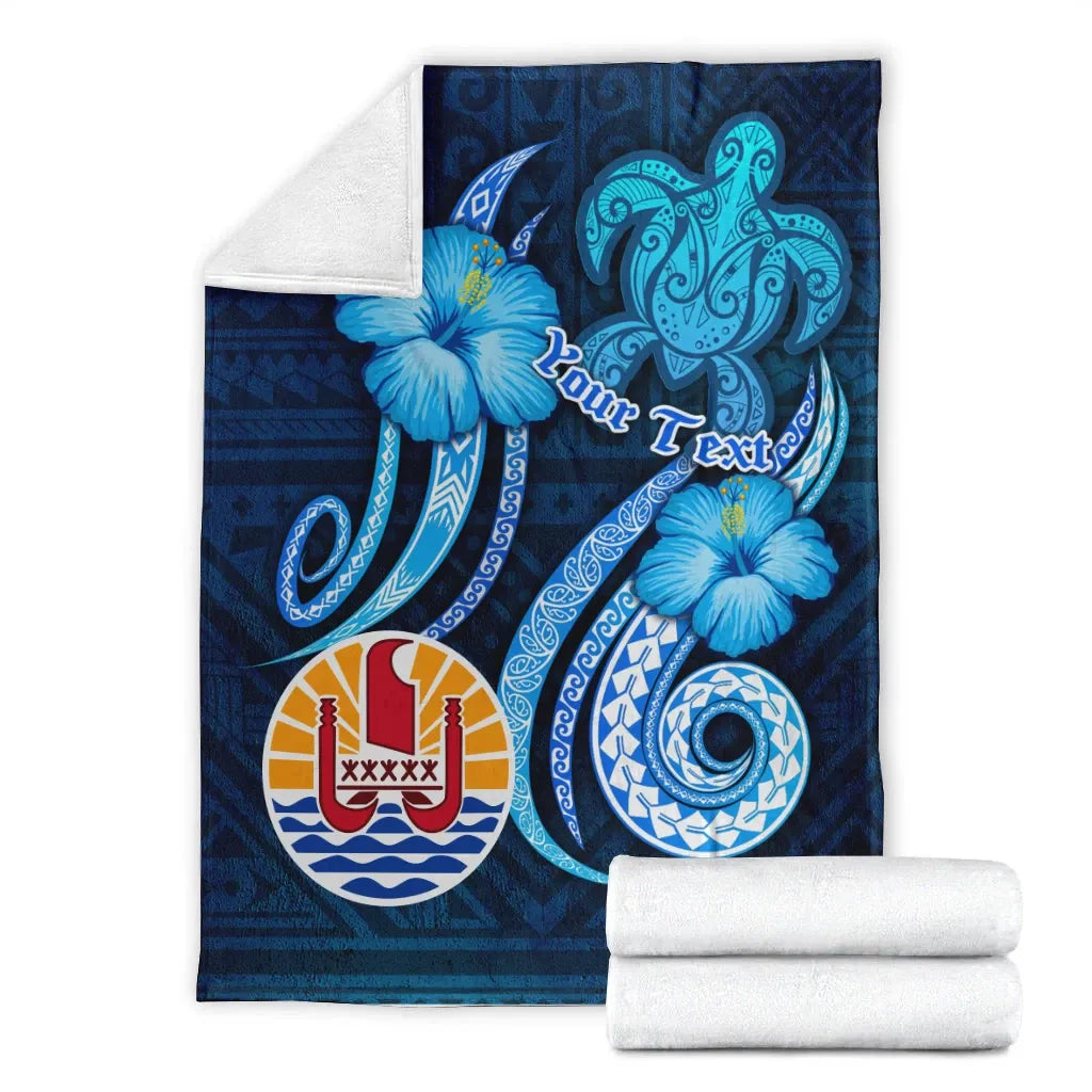 Tahiti Personalised Premium Blanket - Turtle and Tribal Tattoo Of Polynesian