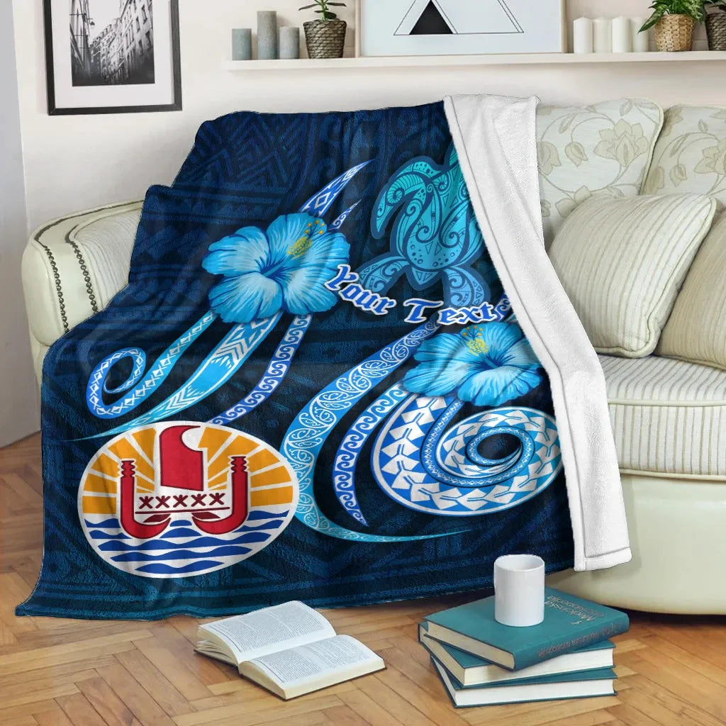 Tahiti Personalised Premium Blanket - Turtle and Tribal Tattoo Of Polynesian