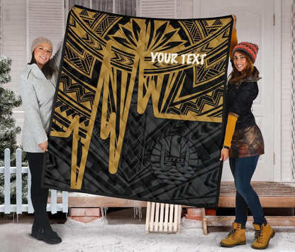 Tahiti Personalised Premium Quilt - Tahiti Seal In Heartbeat Patterns Style (Gold)