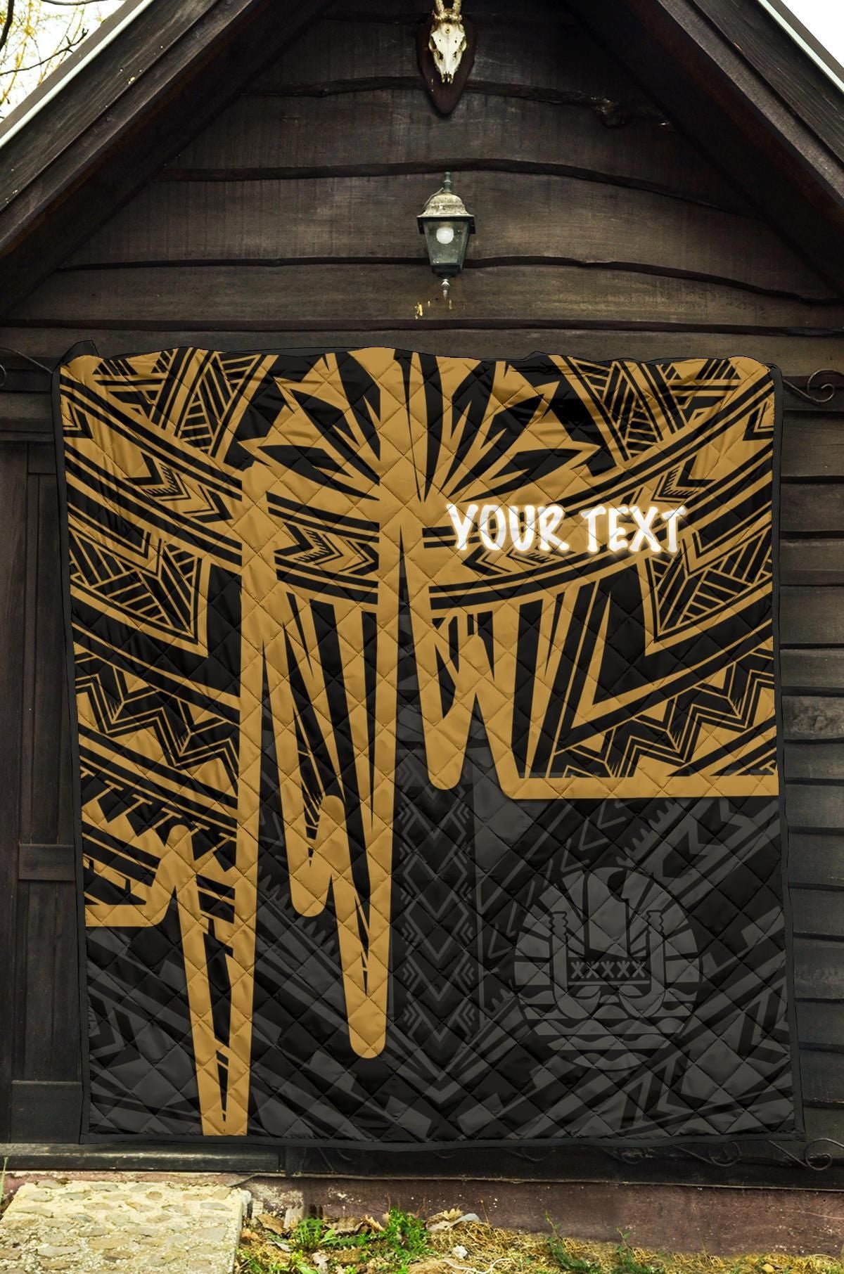 Tahiti Personalised Premium Quilt - Tahiti Seal In Heartbeat Patterns Style (Gold)