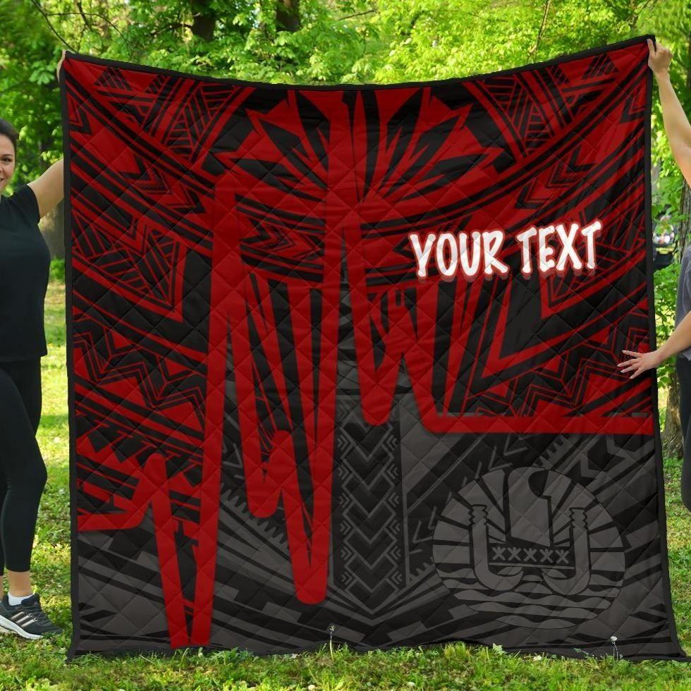 Tahiti Personalised Premium Quilt - Tahiti Seal In Heartbeat Patterns Style (Red)