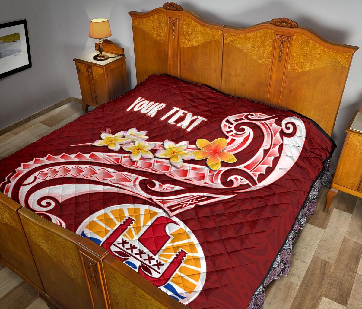 Tahiti Personalised Premium Quilt - Tahiti Seal Polynesian Patterns Plumeria