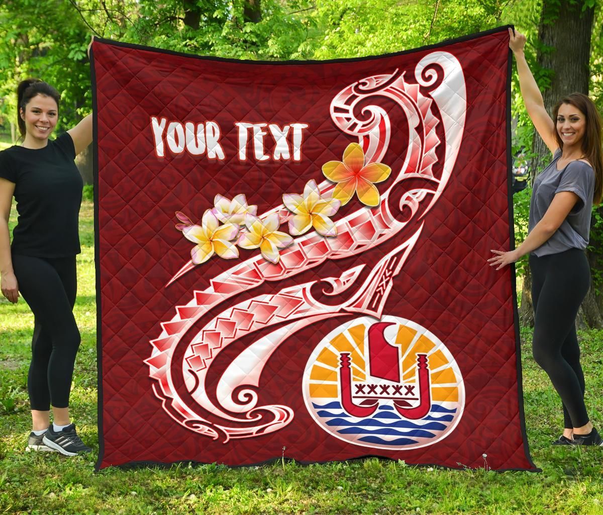 Tahiti Personalised Premium Quilt - Tahiti Seal Polynesian Patterns Plumeria