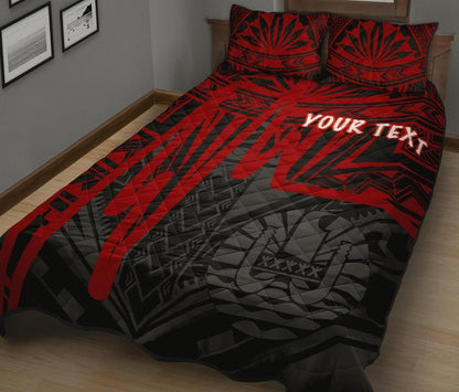Tahiti Personalised Quilt Bed Set - Tahiti Seal In Heartbeat Patterns Style (Red)