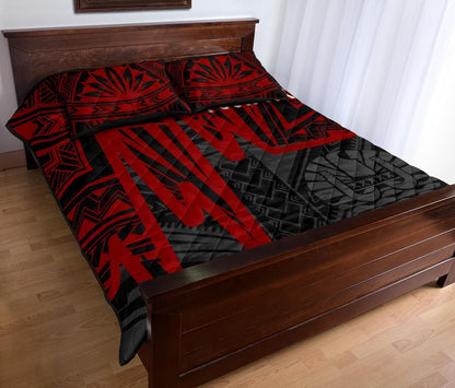 Tahiti Personalised Quilt Bed Set - Tahiti Seal In Heartbeat Patterns Style (Red)