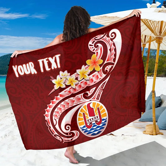 Tahiti Personalised Sarong - Tahiti Seal Polynesian Patterns Plumeria