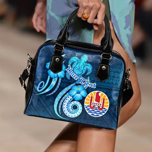 Tahiti Personalised Shoulder Handbag - Turtle And Tribal Tattoo Of Polynesian