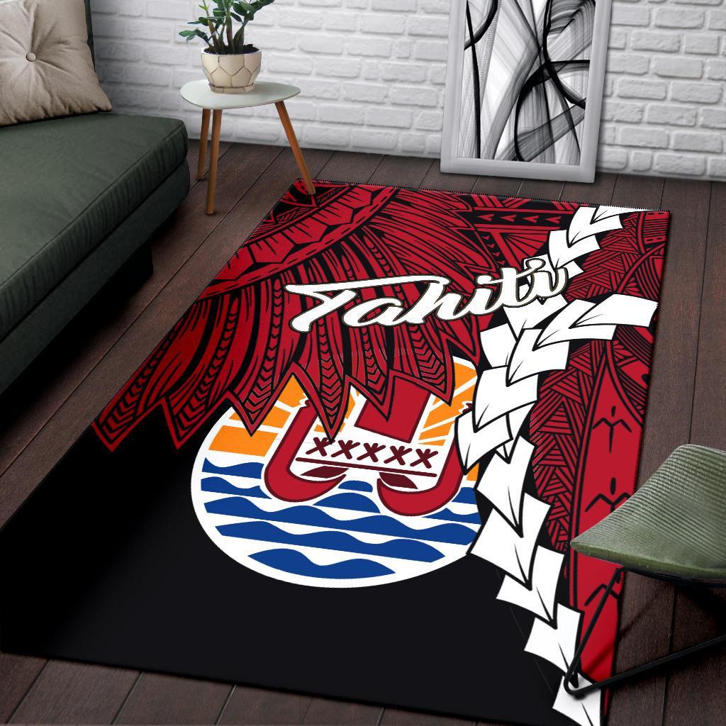 Tahiti Polynesian Are Rug - Tribal Wave Tattoo Flag Style
