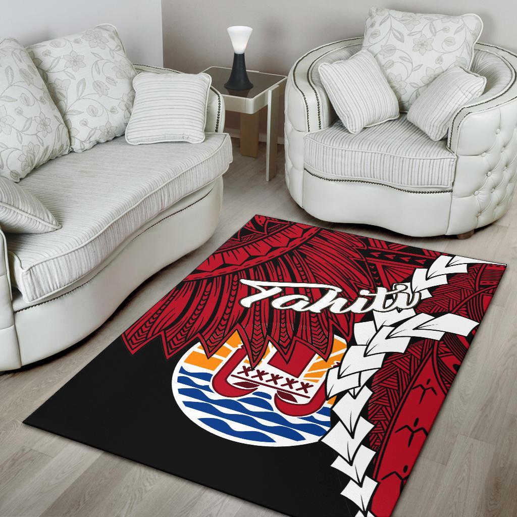 Tahiti Polynesian Are Rug - Tribal Wave Tattoo Flag Style