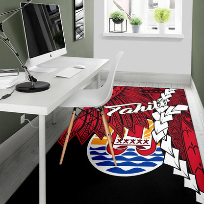 Tahiti Polynesian Are Rug - Tribal Wave Tattoo Flag Style