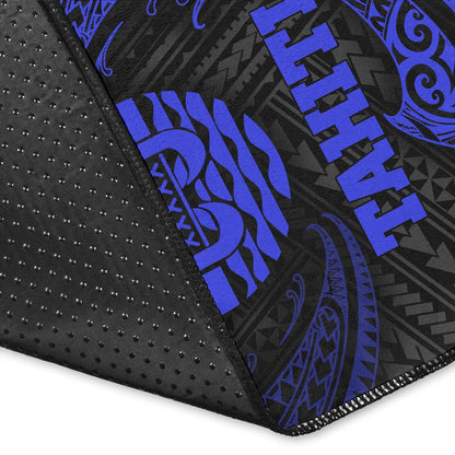 Tahiti Polynesian Area Rug - Blue Tribal Wave