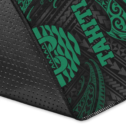 Tahiti Polynesian Area Rug - Green Tribal Wave