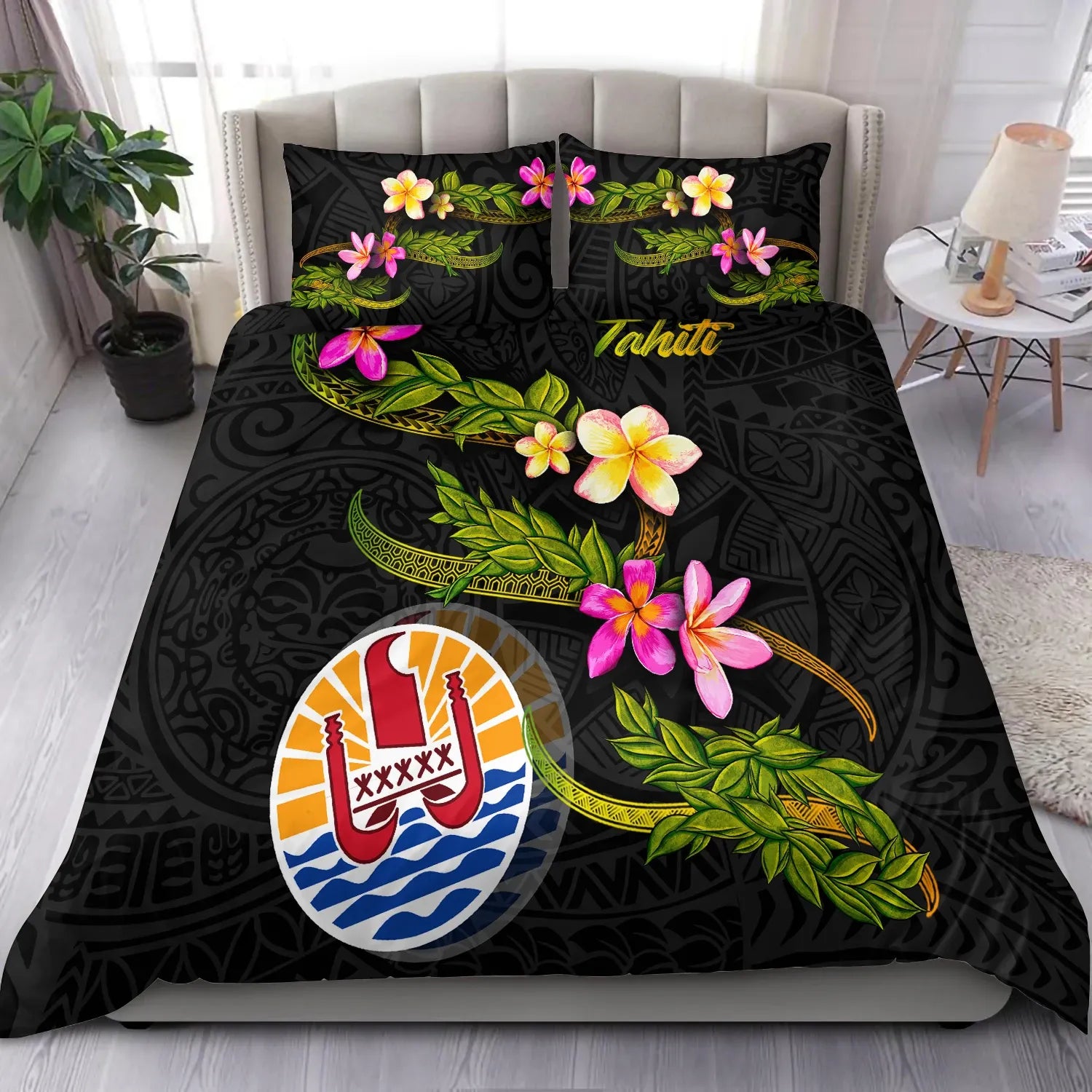 Tahiti Polynesian Bedding Set - Plumeria Tribal