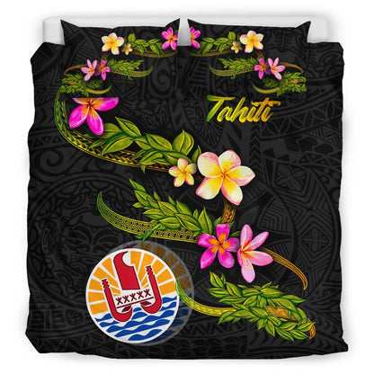 Tahiti Polynesian Bedding Set - Plumeria Tribal