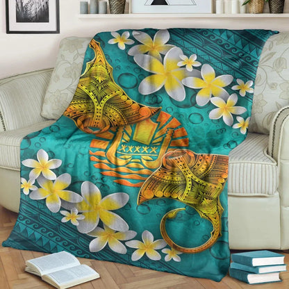 Tahiti Polynesian Blanket - Manta Ray Ocean