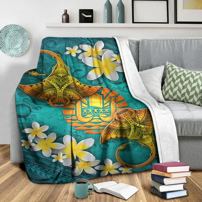 Tahiti Polynesian Blanket - Manta Ray Ocean