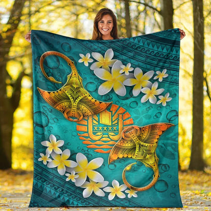Tahiti Polynesian Blanket - Manta Ray Ocean