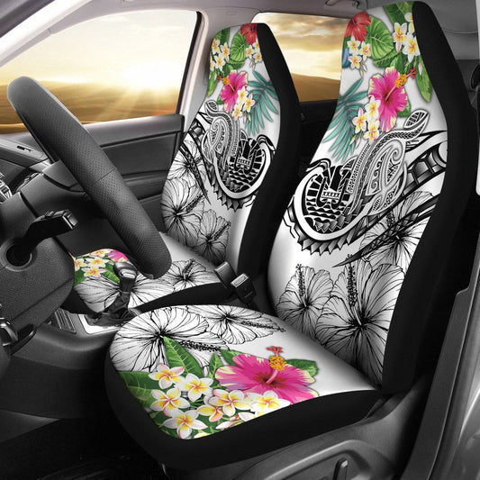 Tahiti Polynesian Car Seat Cover - Summer Plumeria (White)