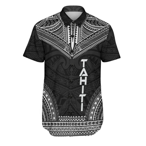 Tahiti Polynesian Chief Short Sleeve Shirt - Black Version
