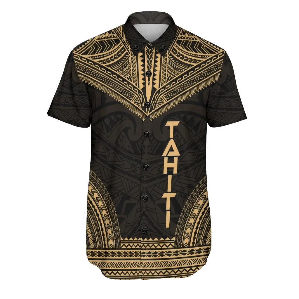 Tahiti Polynesian Chief Short Sleeve Shirt - Gold Version