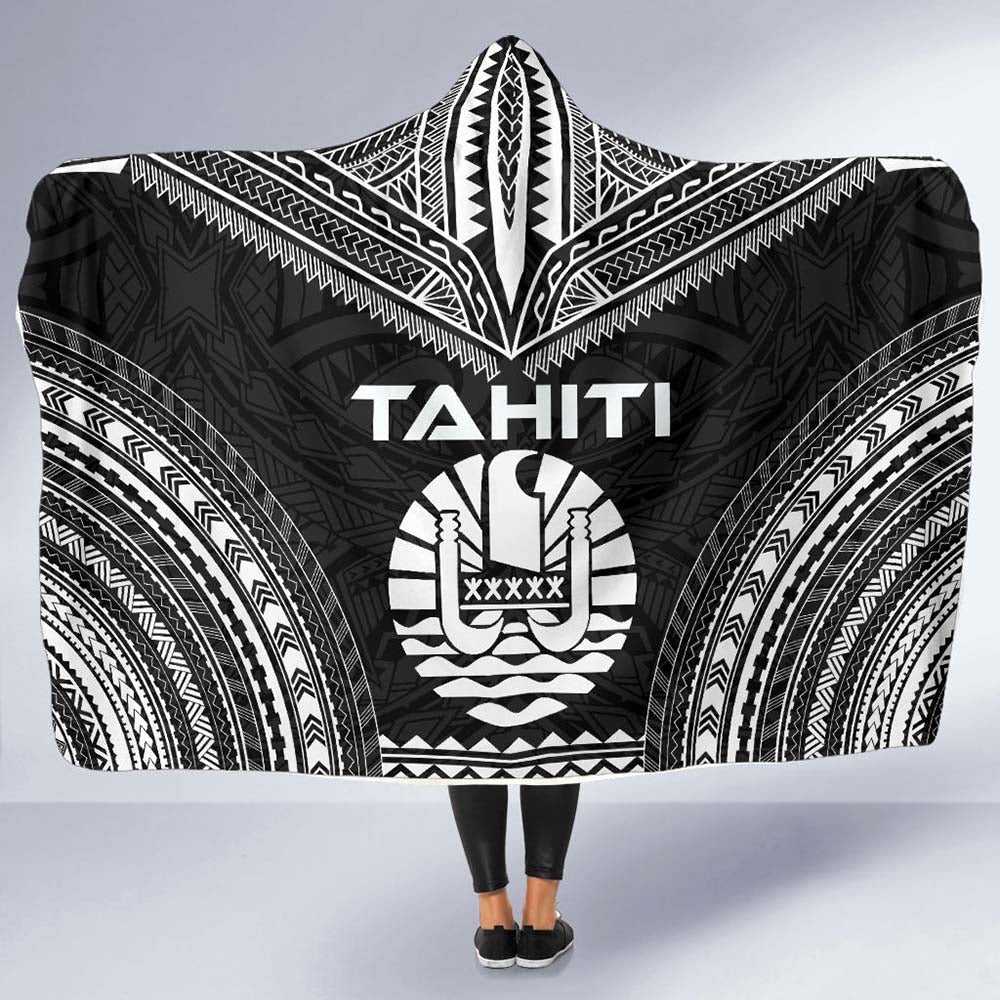 Tahiti Polynesian Chief Hooded Blanket - Black Version